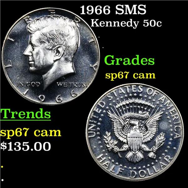 1966 SMS Kennedy Half Dollar 50c Grades sp67 cam