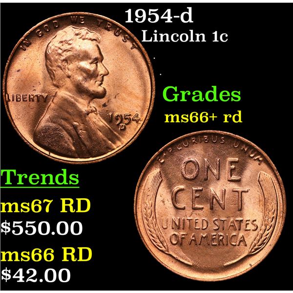 1954-d Lincoln Cent 1c Grades GEM++ RD