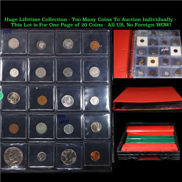 Huge Liifetime Collection - Too Many Coins To Auction Individually - This Lot is For One Page of 20 