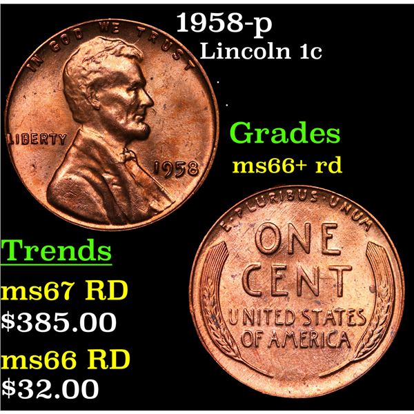 1958-p Lincoln Cent 1c Grades GEM++ RD