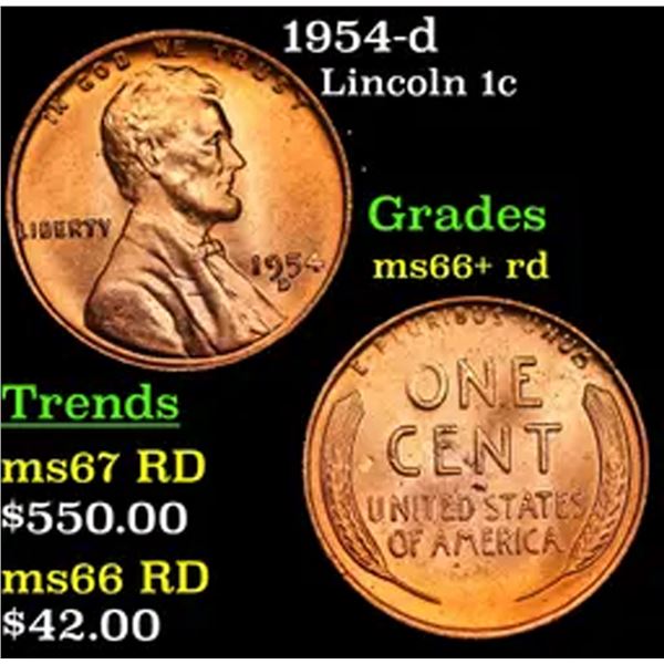 1954-d Lincoln Cent 1c Grades GEM++ RD