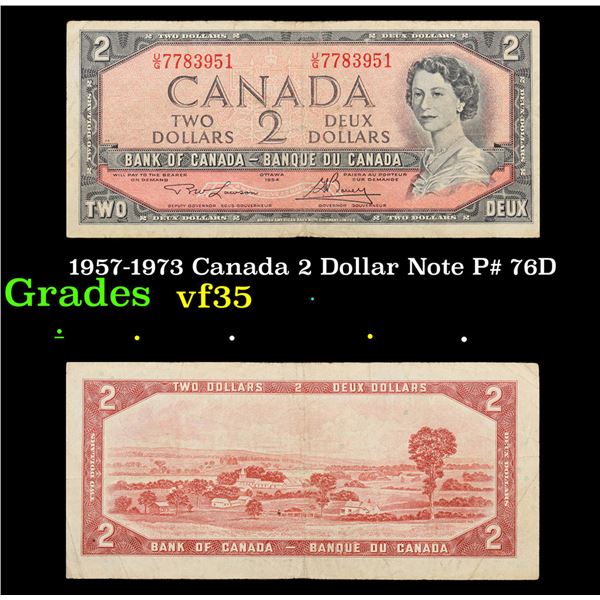 1957-1973 Canada 2 Dollar Note P# 76D Grades vf++
