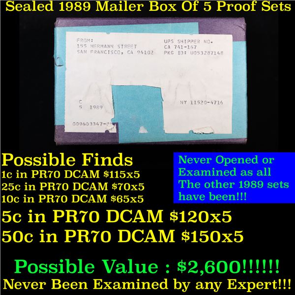 Original sealed box 5- 1989 United States Mint Proof Sets