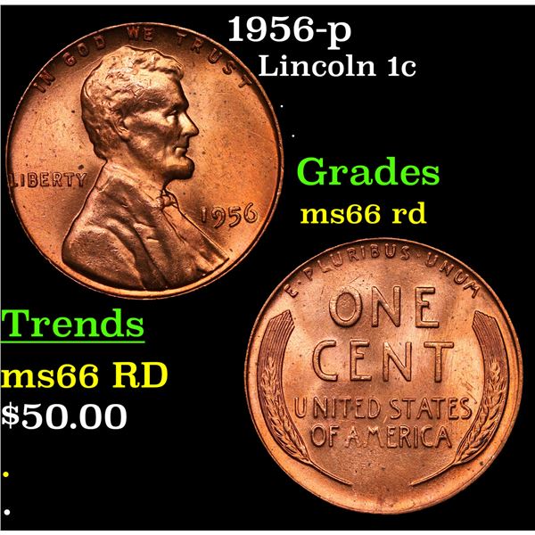 1956-p Lincoln Cent 1c Grades GEM+ Unc RD