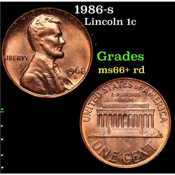 1986-s Lincoln Cent 1c Grades GEM++ RD