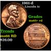 Image 1 : 1961-d Lincoln Cent 1c Grades Gem+ Unc RD