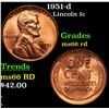 Image 1 : 1951-d Lincoln Cent 1c Grades GEM+ Unc RD