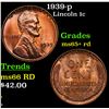 Image 1 : 1939-p Lincoln Cent 1c Grades Gem+ Unc RD