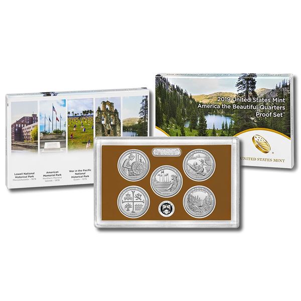 2019 United States America The Beautiful Quarters Proof Set 5 Coins