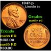 Image 1 : 1947-p Lincoln Cent 1c Grades Gem+ Unc RD