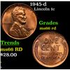 Image 1 : 1945-d Lincoln Cent 1c Grades GEM+ Unc RD