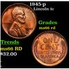 Image 1 : 1945-p Lincoln Cent 1c Grades GEM+ Unc RD