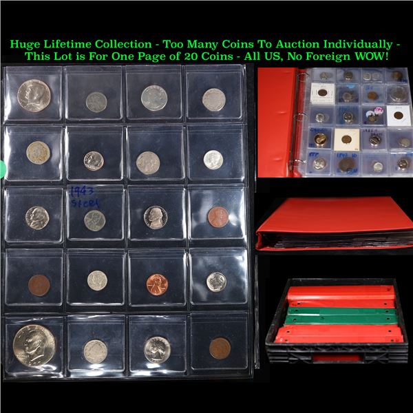 Huge Liifetime Collection - Too Many Coins To Auction Individually - This Lot is For One Page of 20 