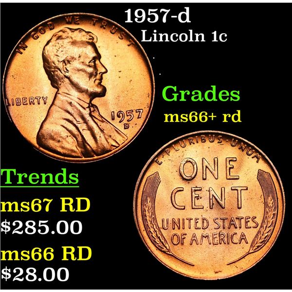 1957-d Lincoln Cent 1c Grades GEM++ RD