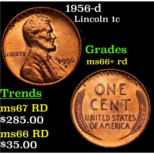 1956-d Lincoln Cent 1c Grades GEM++ RD