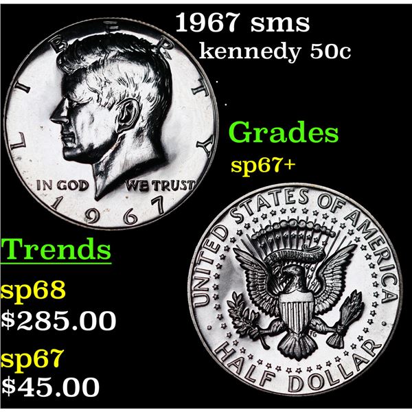 1967 sms Kennedy Half Dollar 50c Grades sp67+