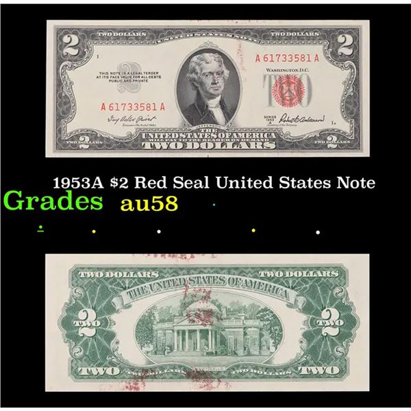 1953A $2 Red Seal United States Note Grades Choice AU/BU Slider