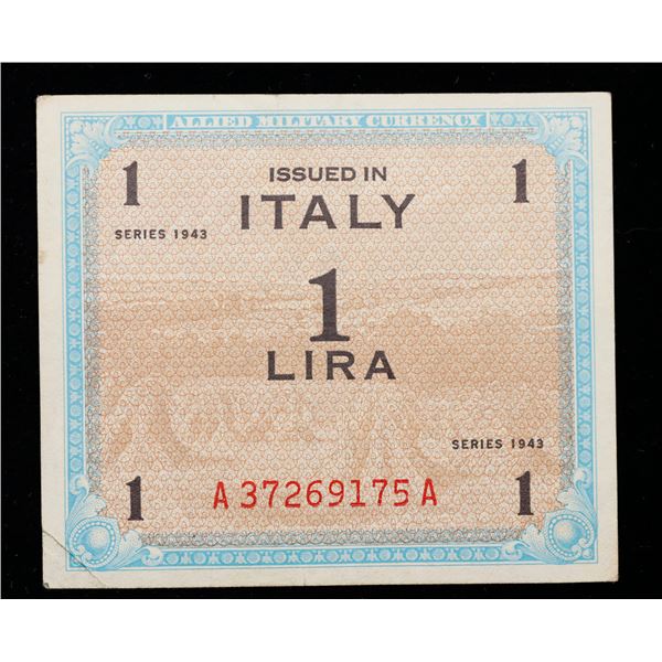 1943 Italy 1 Lira Note P# M10A Grades Choice AU/BU Slider