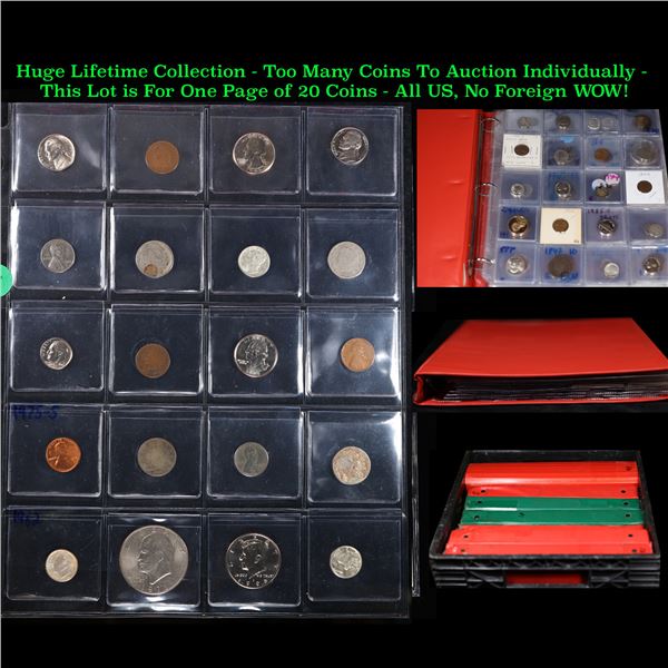 Huge Liifetime Collection - Too Many Coins To Auction Individually - This Lot is For One Page of 20 