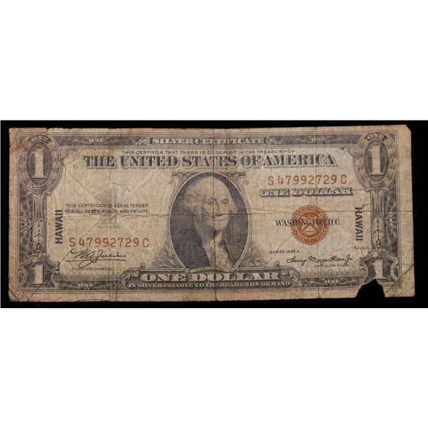 1935A $1 Silver Certificate Hawaii, Signatures of Julian & Morgenthau Grades vf details