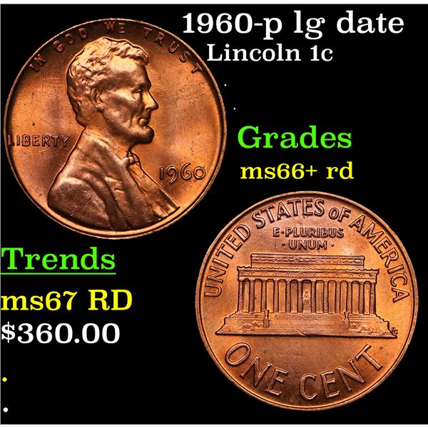 1960-p lg date Lincoln Cent 1c Grades GEM++ RD