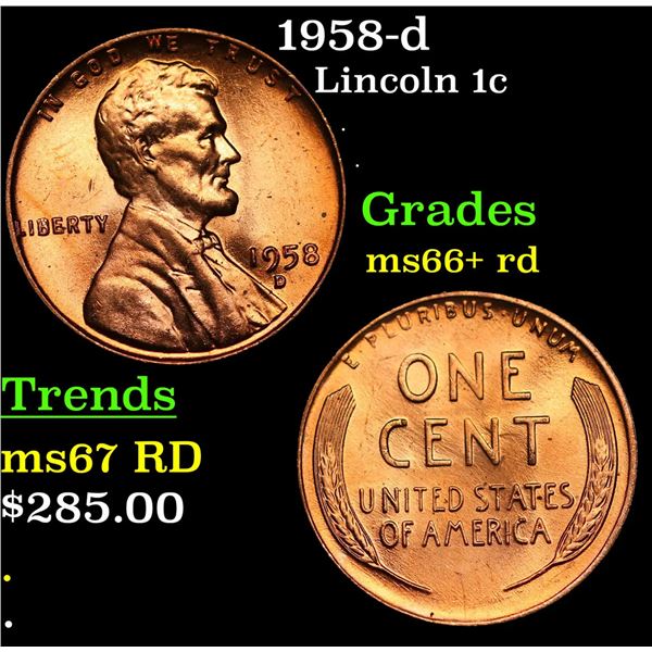 1958-d Lincoln Cent 1c Grades GEM++ RD