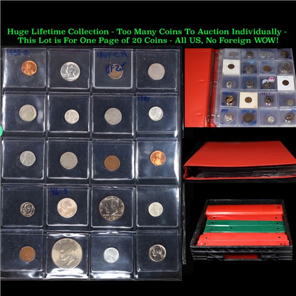 Huge Liifetime Collection - Too Many Coins To Auction Individually - This Lot is For One Page of 20 
