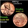 Image 1 : 1963-p Lincoln Cent 1c Grades Gem+ Unc RD