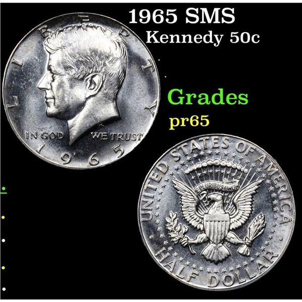 Proof 1965 SMS Kennedy Half Dollar 50c Grades GEM Proof