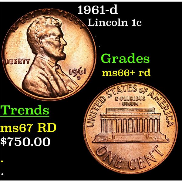 1961-d Lincoln Cent 1c Grades GEM++ RD