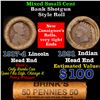 Image 1 : Mixed small cents 1c orig shotgun roll, 1917-d Wheat Cent, 1891 Indian Cent other end, Brinks Wrappe