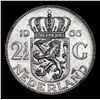 Image 3 : 1966 Netherlands 2 1/2 Gulden Silver KM# 185 Grades Select Unc