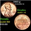 Image 1 : 1965-p Lincoln Cent 1c Grades Gem+ Unc RD