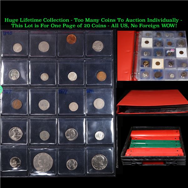 Huge Liifetime Collection - Too Many Coins To Auction Individually - This Lot is For One Page of 20 