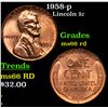 1958-p Lincoln Cent 1c Grades GEM+ Unc RD