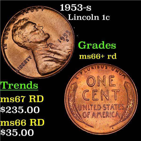 1953-s Lincoln Cent 1c Grades GEM++ RD