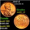 1947-d Lincoln Cent 1c Grades GEM++ RD