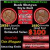 Mixed small cents 1c orig shotgun roll, 1929-p Lincoln Cent, 1938-p Lincoln Cent other end, Coca-Col