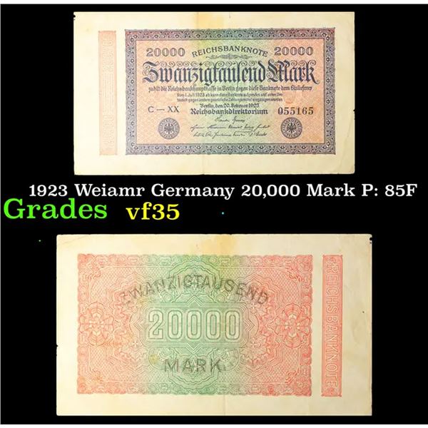1923 Weiamr Germany 20,000 Mark P: 85F Grades vf++
