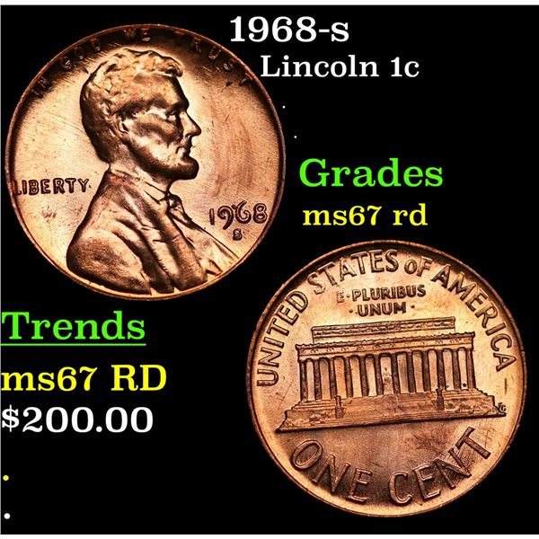 1968-s Lincoln Cent 1c Grades GEM++ Unc RD