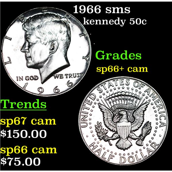 1966 sms Kennedy Half Dollar 50c Grades sp66+ cam
