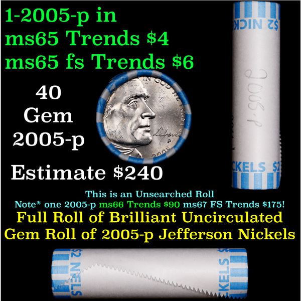 Shotgun Jefferson 5c roll, 2005-p 40 pcs Bank Wrapper