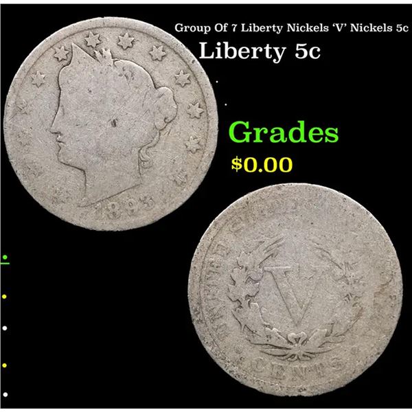 Group Of 7 Liberty Nickels 'V' Nickels 5c