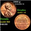 Image 1 : 1966-p Lincoln Cent 1c Grades Gem+ Unc RD