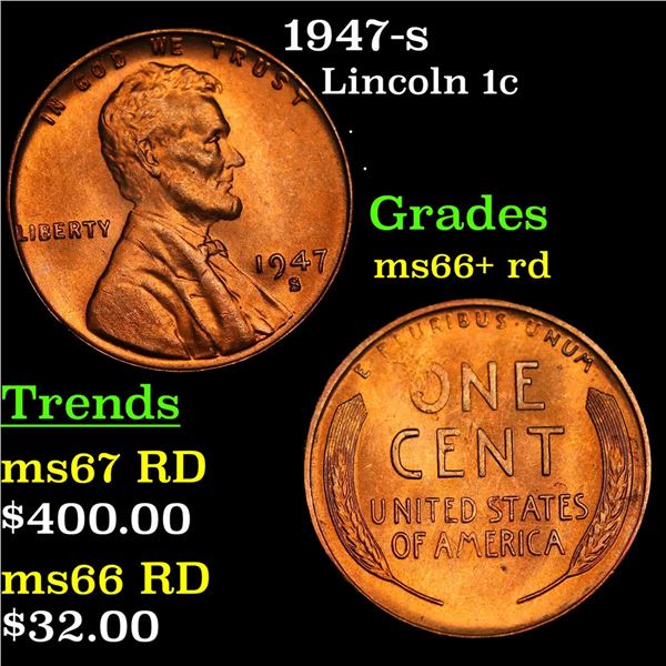 1947-s Lincoln Cent 1c Grades GEM++ RD