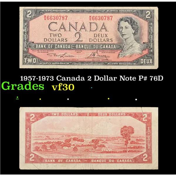 1957-1973 Canada 2 Dollar Note P# 76D Grades vf++