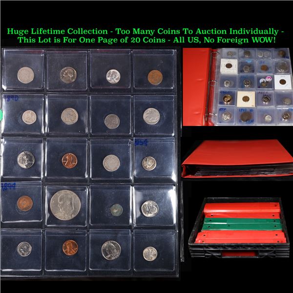 Huge Liifetime Collection - Too Many Coins To Auction Individually - This Lot is For One Page of 20 