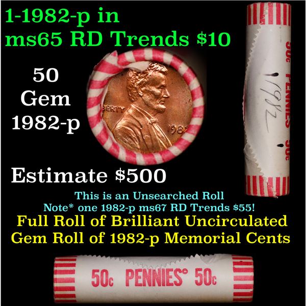 Shotgun Lincoln 1c roll, 1982-p 50 pcs Vintage Bank Wrapper.
