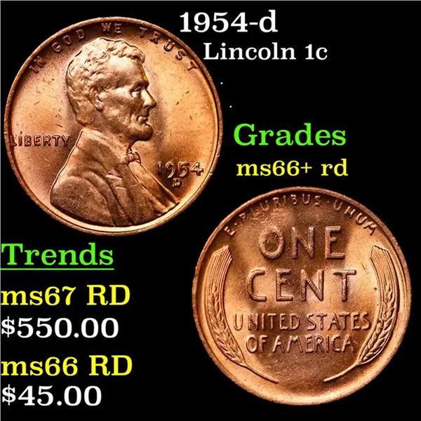 1954-d Lincoln Cent 1c Grades GEM++ RD