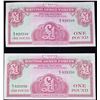 Image 2 : 2x Consecutive 1962 4th Series British Armed Forces 1 Pound Special Vouchers, CU P# M36a Grades Bril